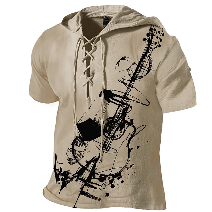 

Men's Outdoor Tactical Guitar 3D Print Lace-up Short Sleeve Tee