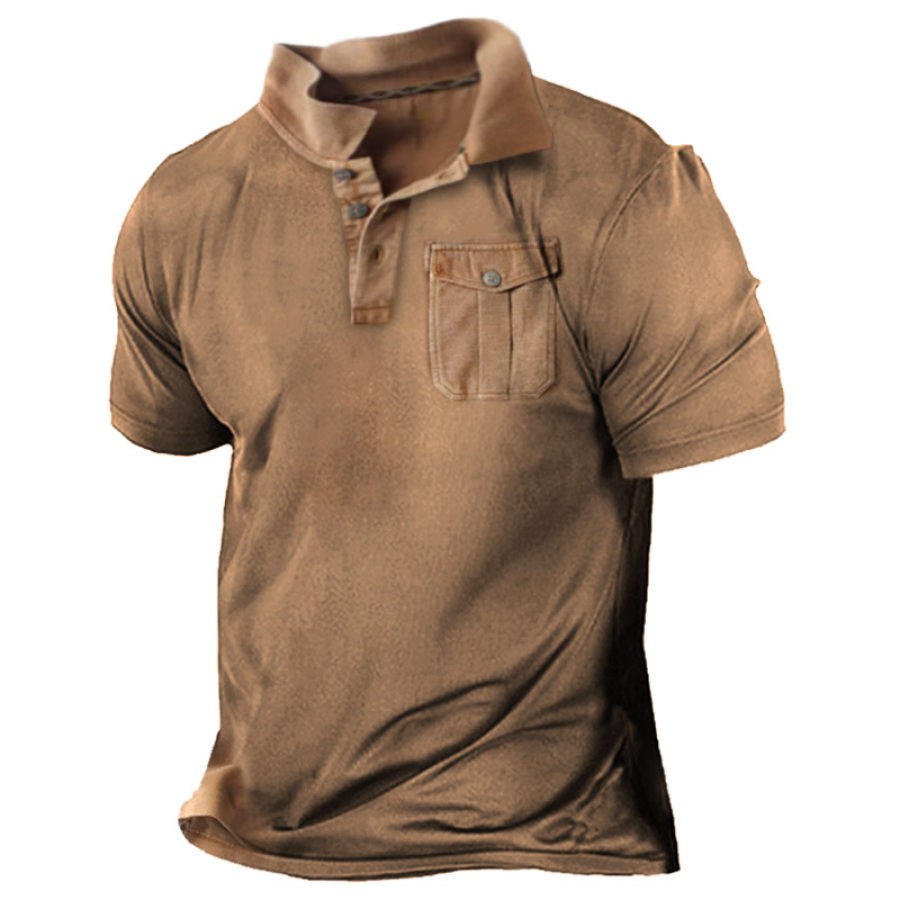 

Men's Vintage Pocket Polo Neck T-Shirt