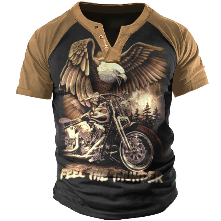 

Men's Vintage Motorcycle Print Raglan Sleeve T-Shirt