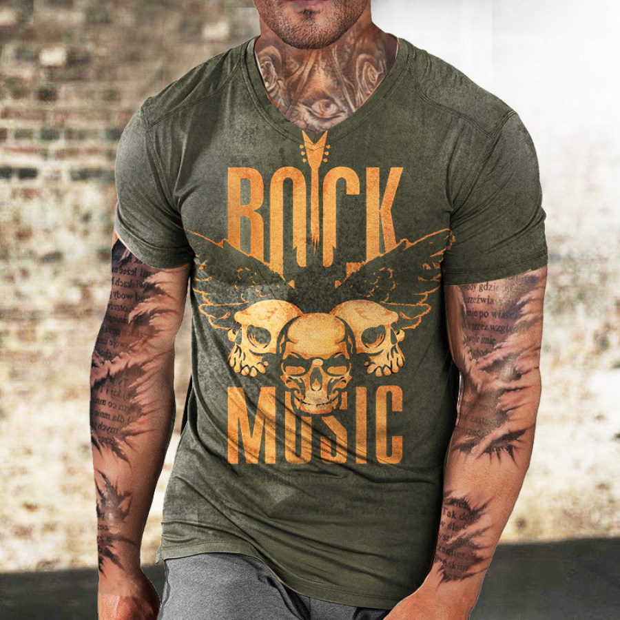 

Men's Retro Rock Heavy Metal Print Short Sleeve T-Shirt