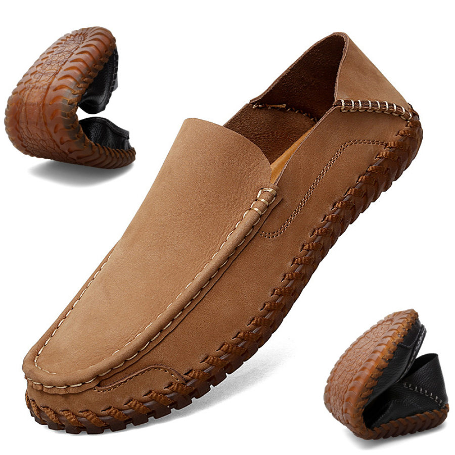 

Zapatos Informales Hechos A Mano Con Suela De Tendón Al Aire Libre Para Conducir Senderismo De Cuero Genuino Retro Para Hombre