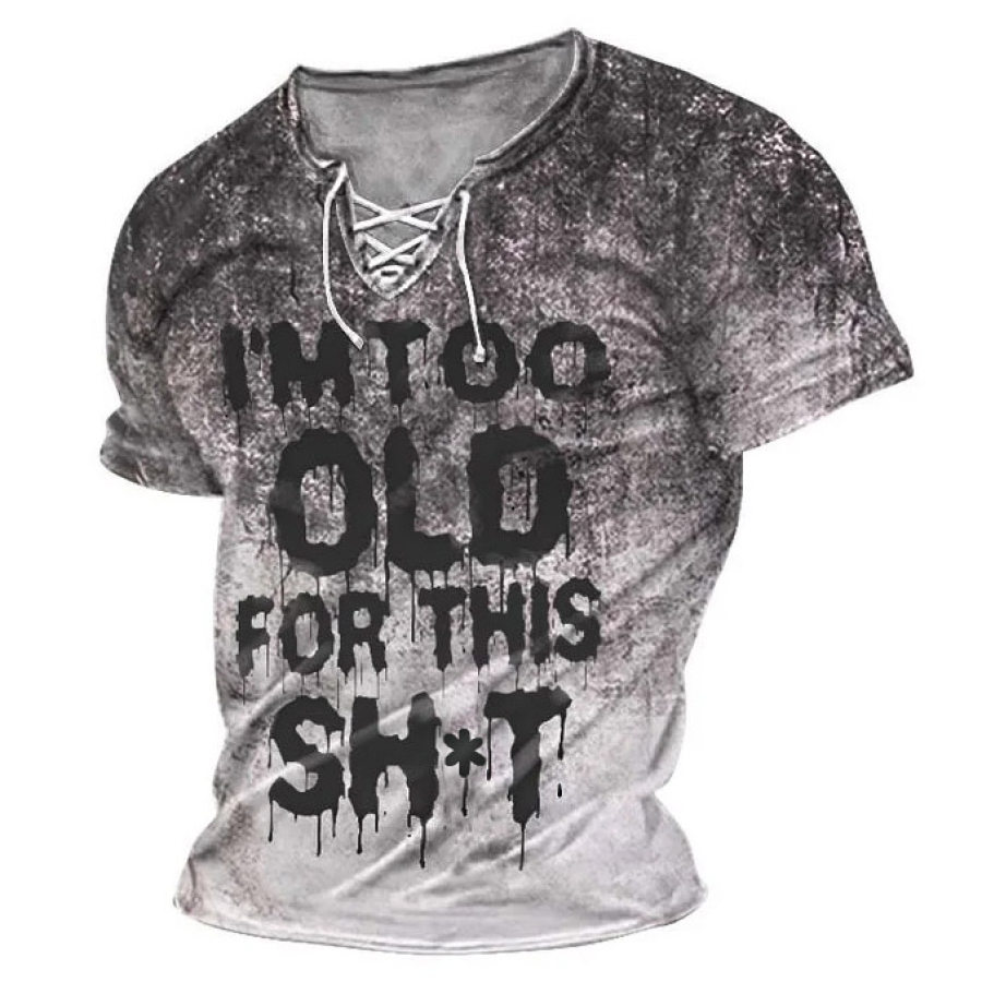 

Men's Vintage Too Old For This Print Lace-Up T-Shirt