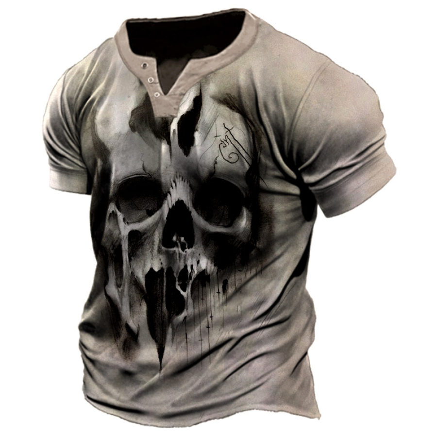 

Men's Outdoor Vintage Skull Print Short Sleeve T-Shirt