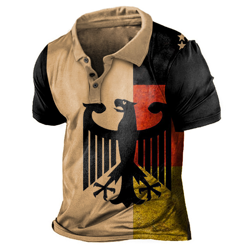 Men's Vintage German Flag Chic German Eagle Print Polo T-shirt