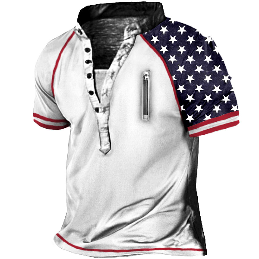 

Men's American Flag Outdoor Tactical Sport Henley T-Shirt