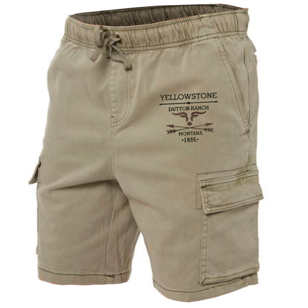 Men's Vintage Western Yellowstone Chic Tactical Cargo Shorts