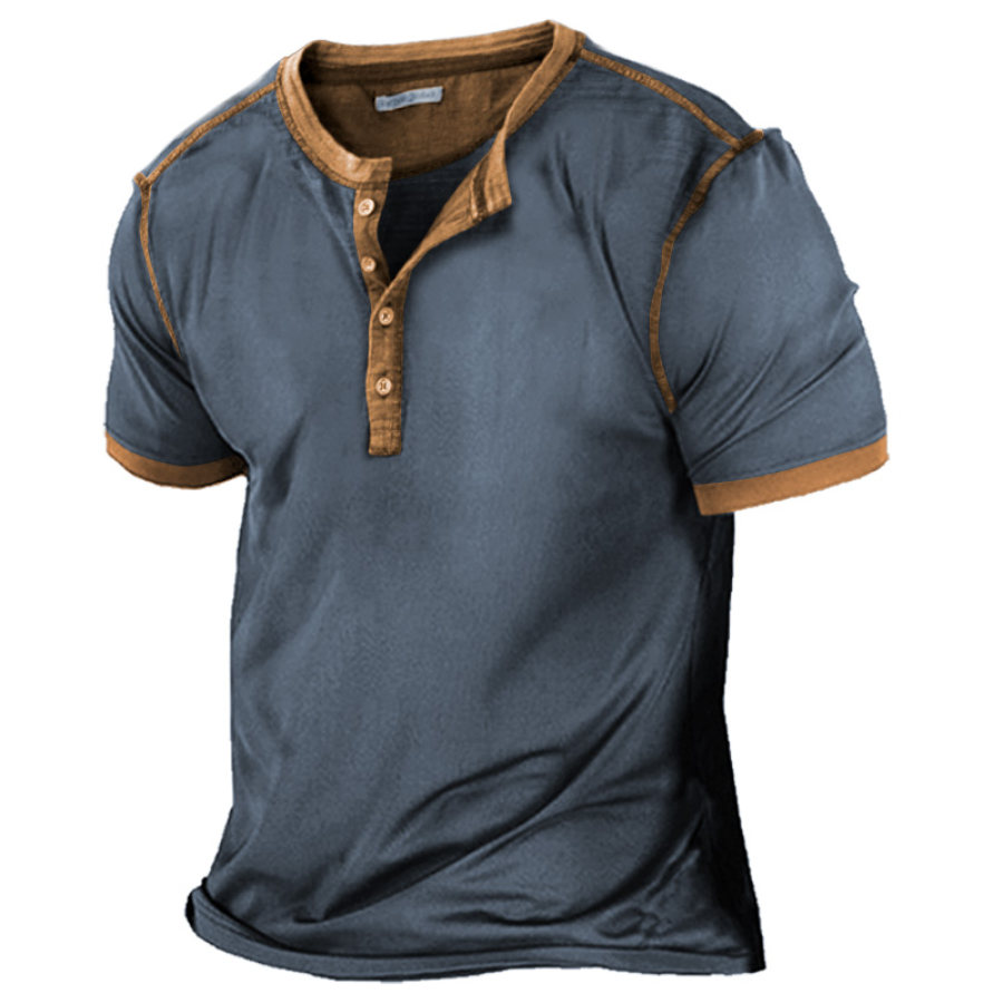 

Men's Vintage Colorblock Henley T-Shirt