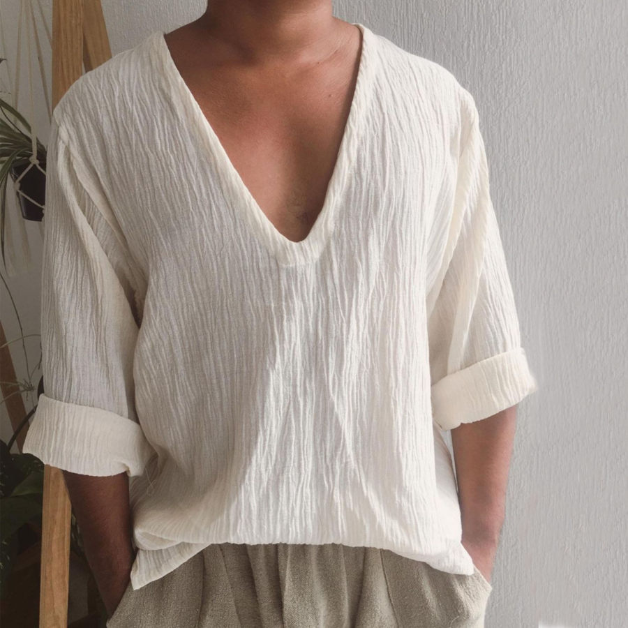 

Men's Linen Minimalist Design Long-sleeved Shirt