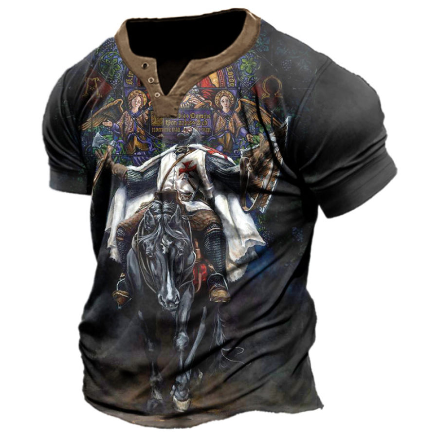 

Men's Vintage Templar Jesus Redemption Print T-Shirt