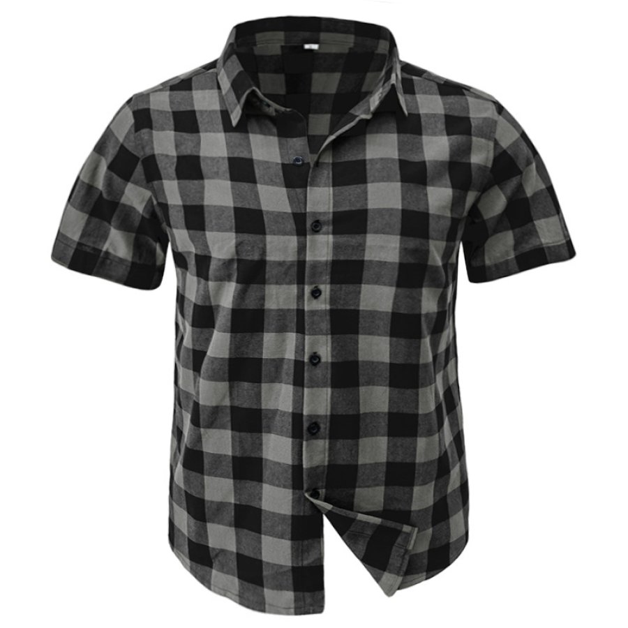 

Men's Vintage Hawaiian Beach Vacation Plaid Shirt POLO