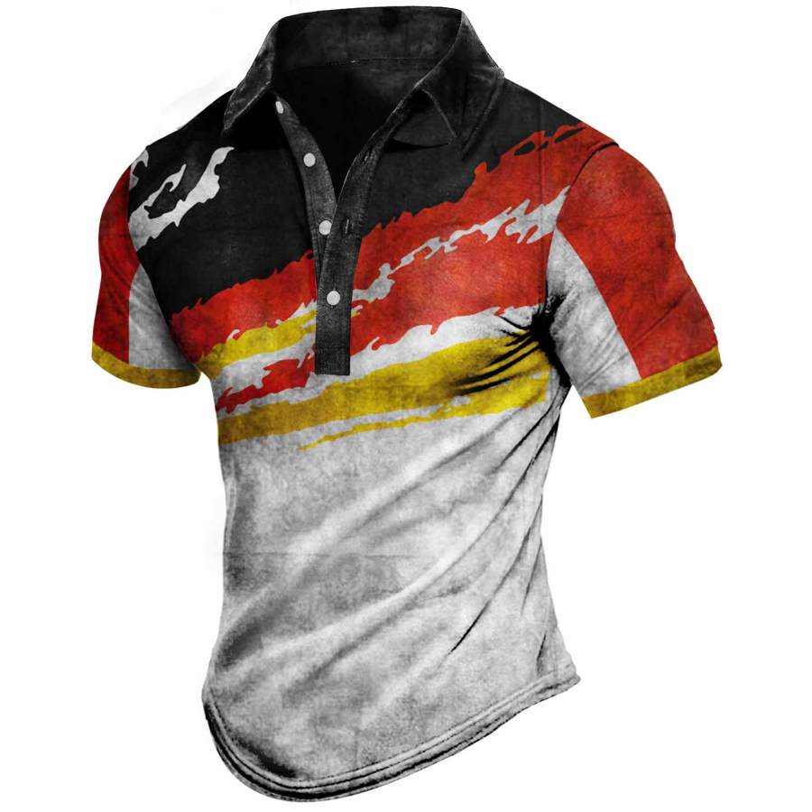 

Men's Vintage German Flag Print Polo T-Shirt