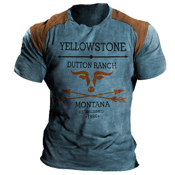 Men's Vintage Yellowstone Print Chic Short Sleeve T-shirt