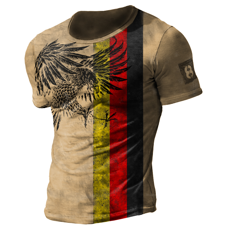 Men's Vintage German Flag Chic Eagle Print T-shirt