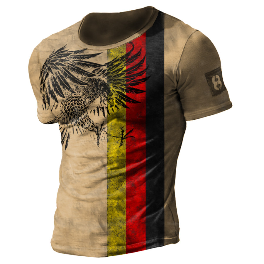 

Men's Vintage German Flag Eagle Print T-Shirt