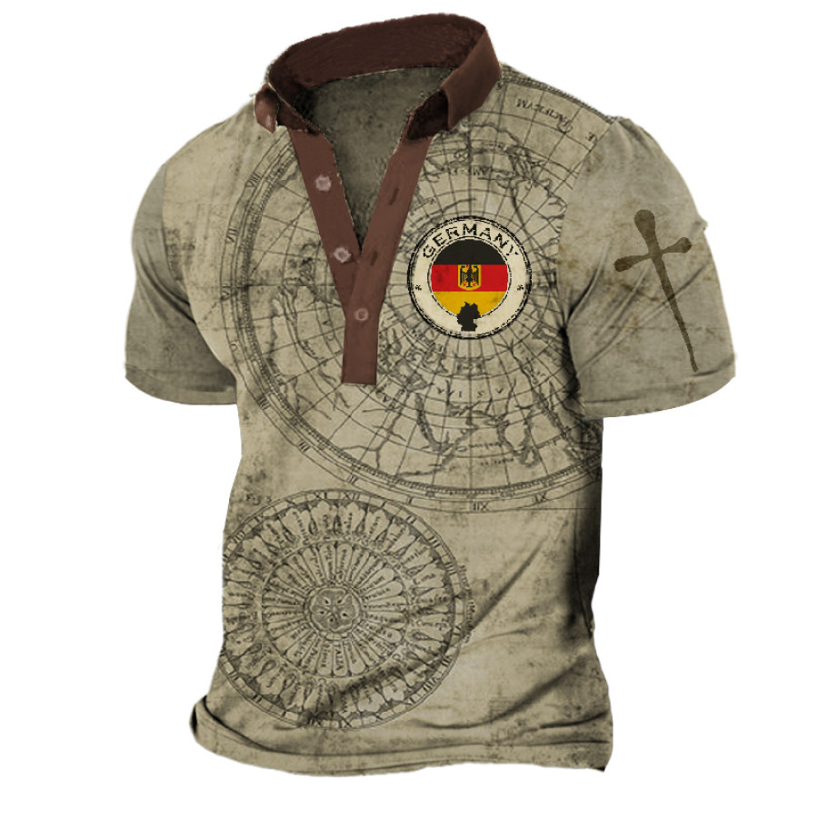 

Men's German Flag Nautical Map Polo Neck T-Shirt