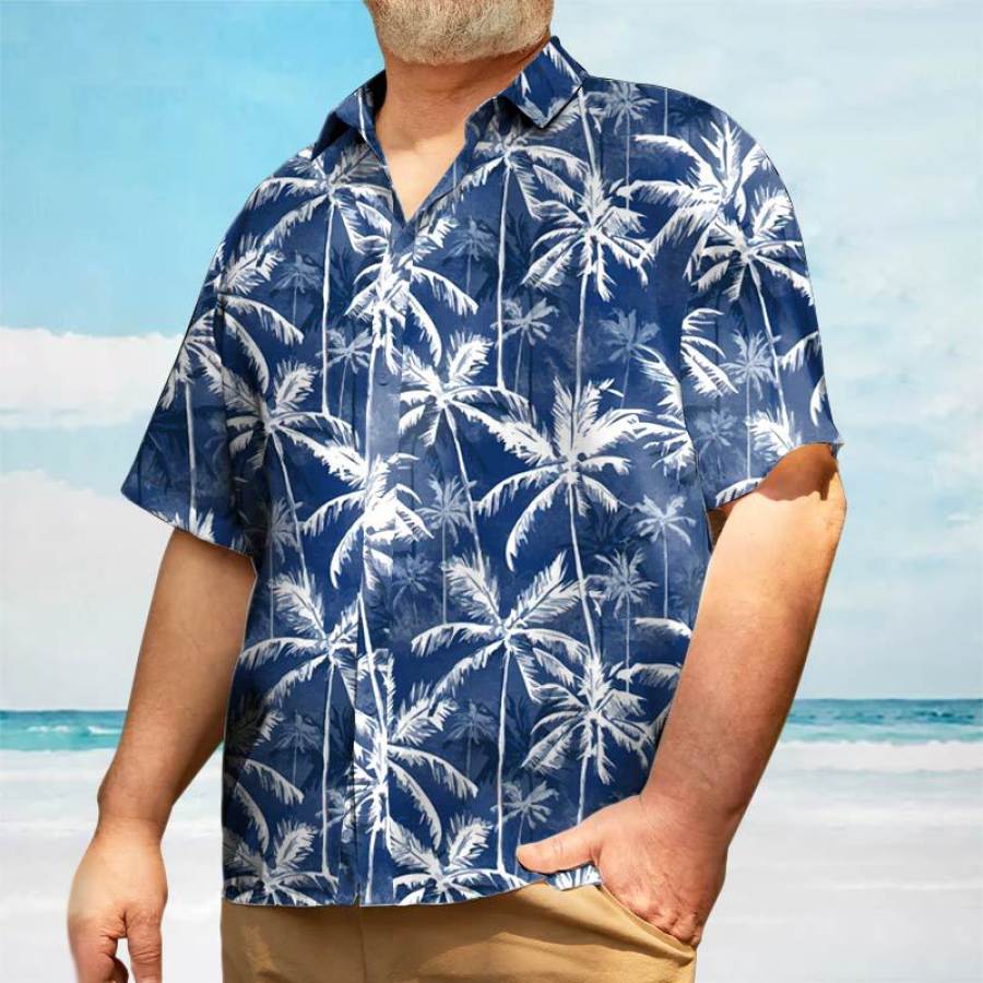 

Men's Hawaiian Coconut Palm Print Short Sleeve Shirt