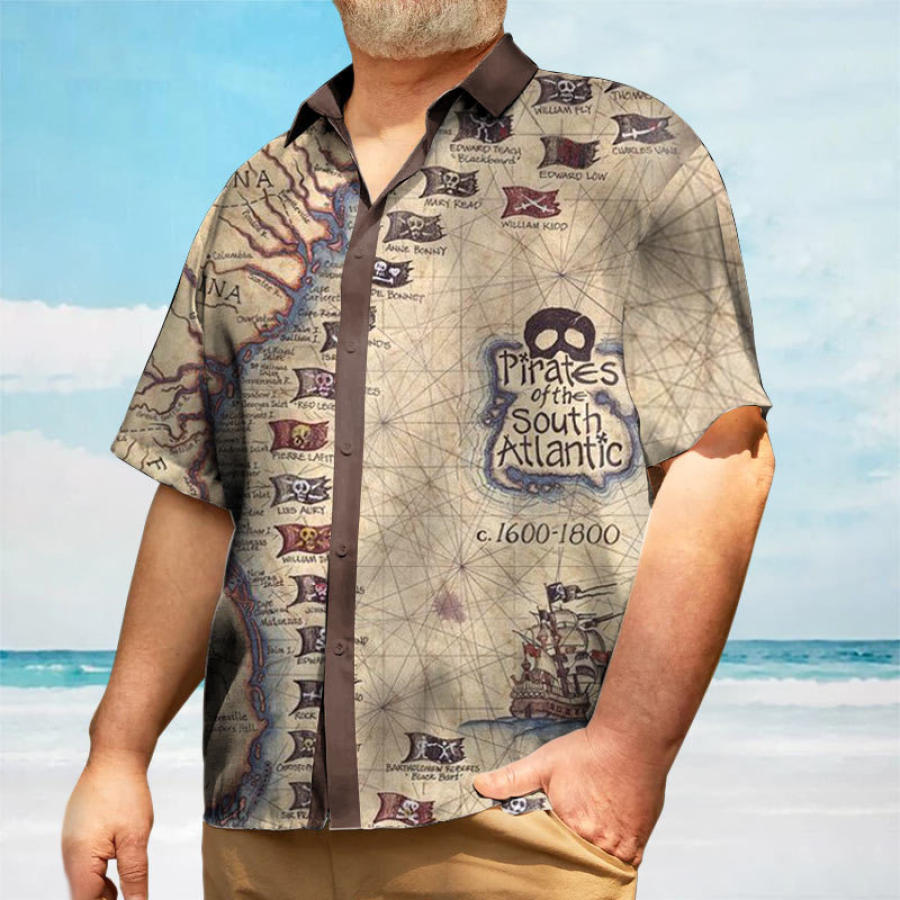 

Men's Sailing Hawaii Pirate Ship Print Short Sleeve Shirt