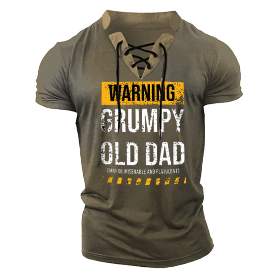 

Men's Vintage Grumpy Old Man Print Drawstring T-Shirt