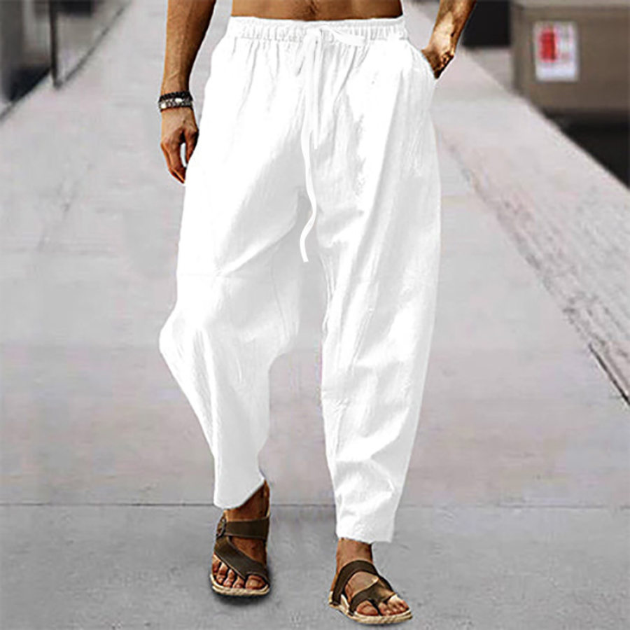 

Mens Summer Beach Cotton Hemp Loose Casual Sports Pants