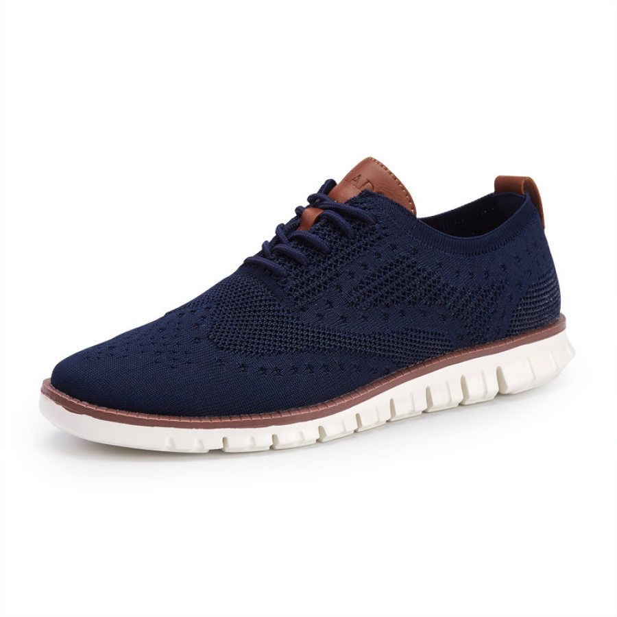 

Men's Retro Knit Lace Up Flat Casual Shoes Brogue Shoes