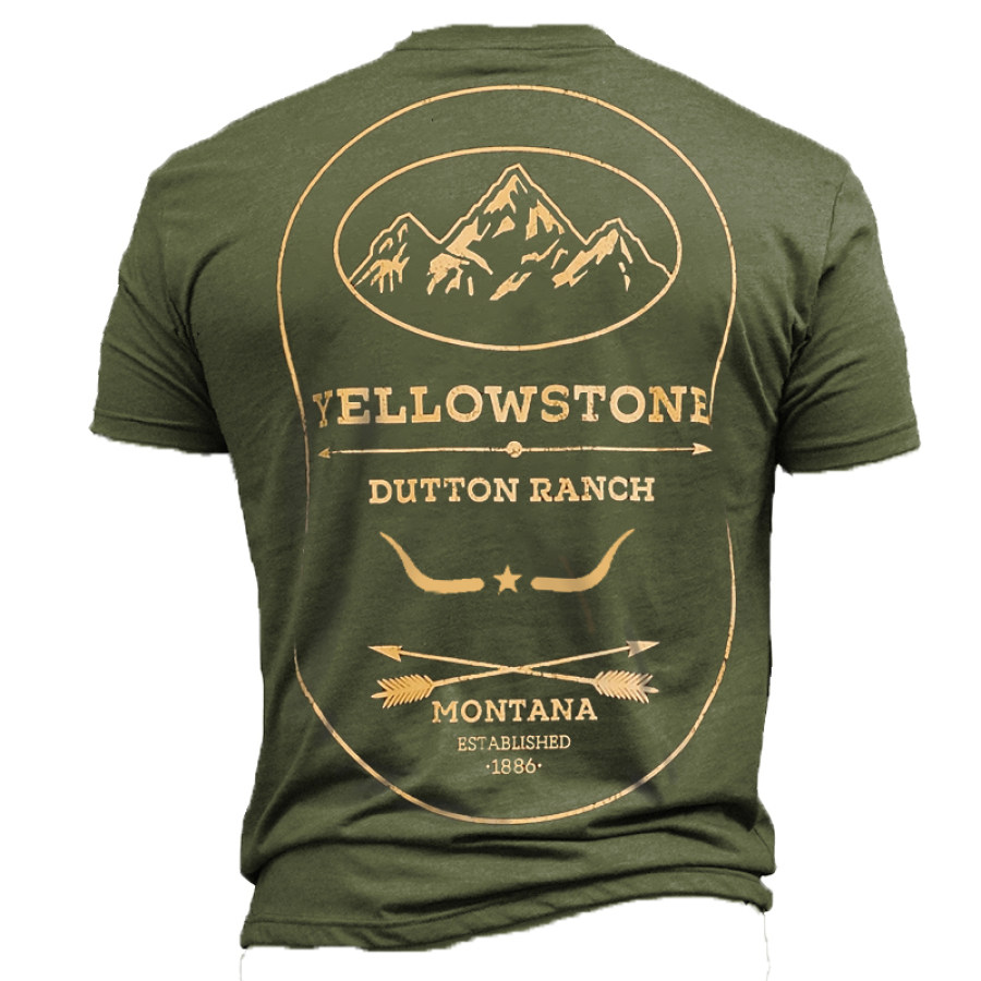 

Camiseta Masculina Vintage De Algodão Com Estampa De Logo Yellowstone Ao Ar Livre