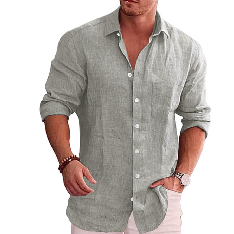 

Chemise Décontractée Décontractée à Manches Longues De Couleur Unie Pour Hommes