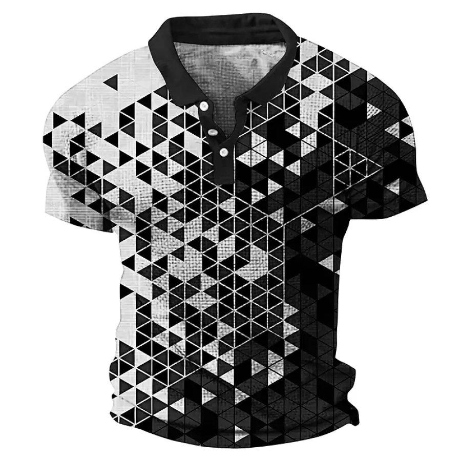 

Men's Outdoor Plaid Striped Graphic Prints Waffle Polo Shirt