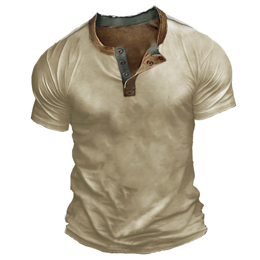 

Men's Outdoor Vintage Short Sleeve Henley T-Shirt