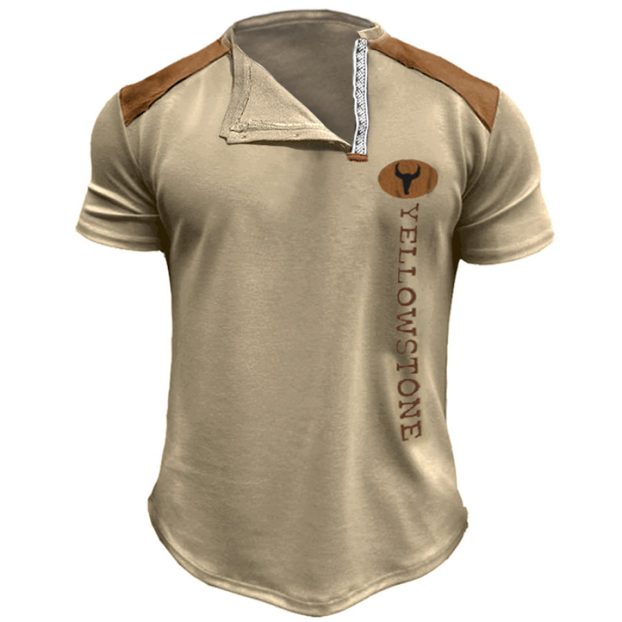 

Men's Yellowstone Print Casual Short Sleeve T-Shirt