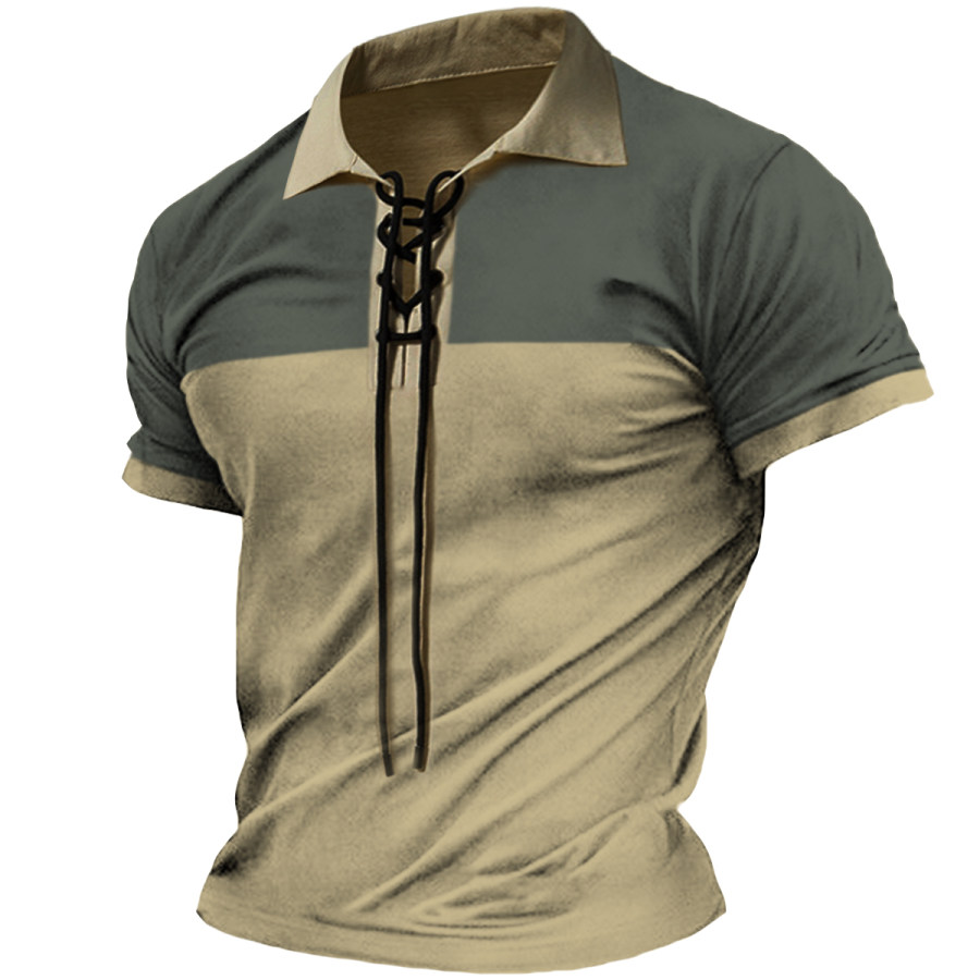 

Men's Vintage Tie Lapel Short Sleeve T-Shirt