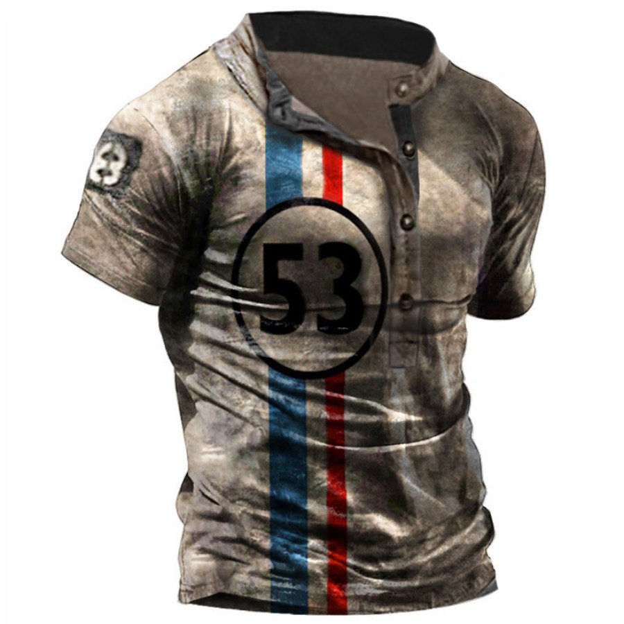 

Men's Vintage Racing Stripe Henley T-Shirt