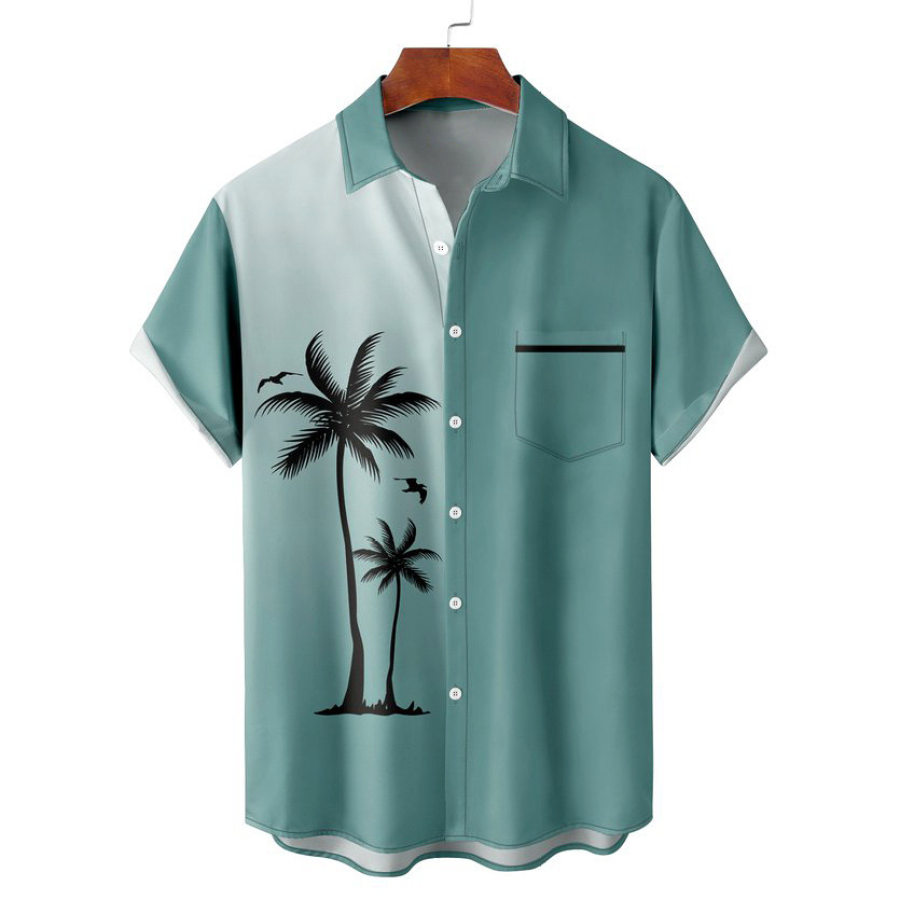 

Men's Coconut Tree Hawaiian Beach Short Sleeved Shirt