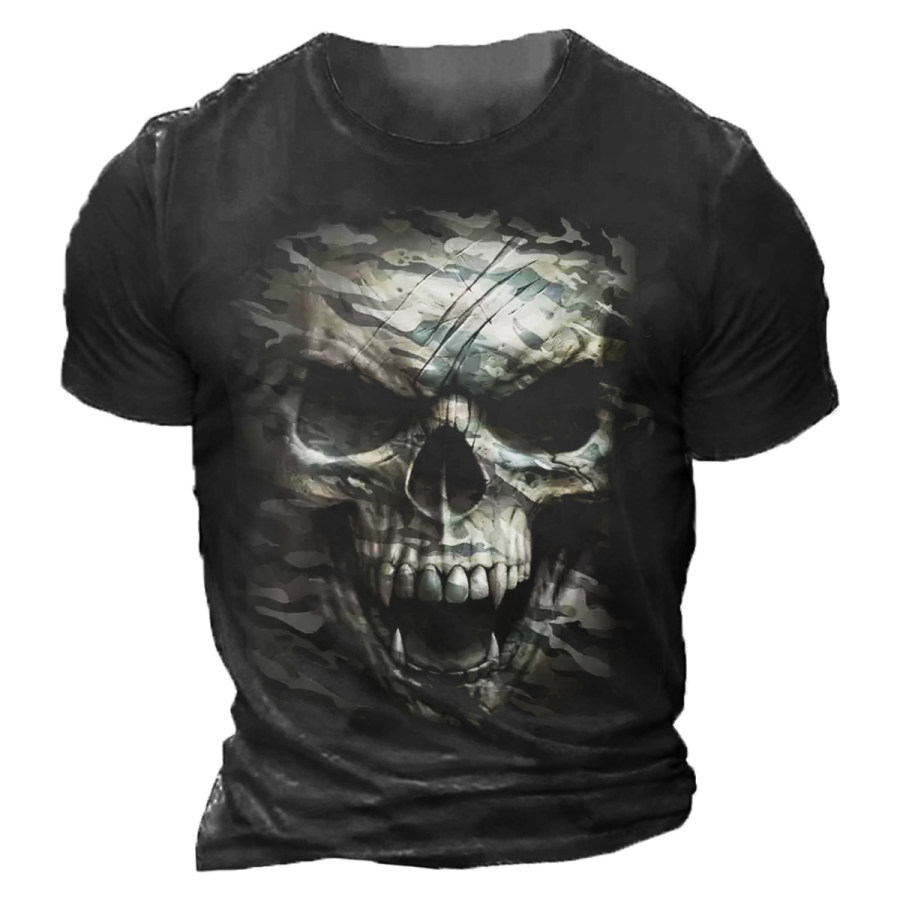 

Men's Retro Camouflage Skull Short Sleeve T-Shirt