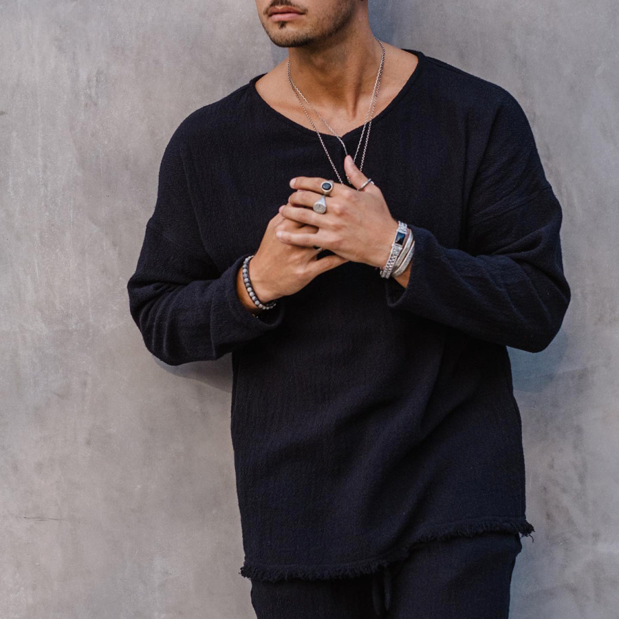 

Holiday Casual Loose Comfortable Linen Long Sleeve T-Shirt