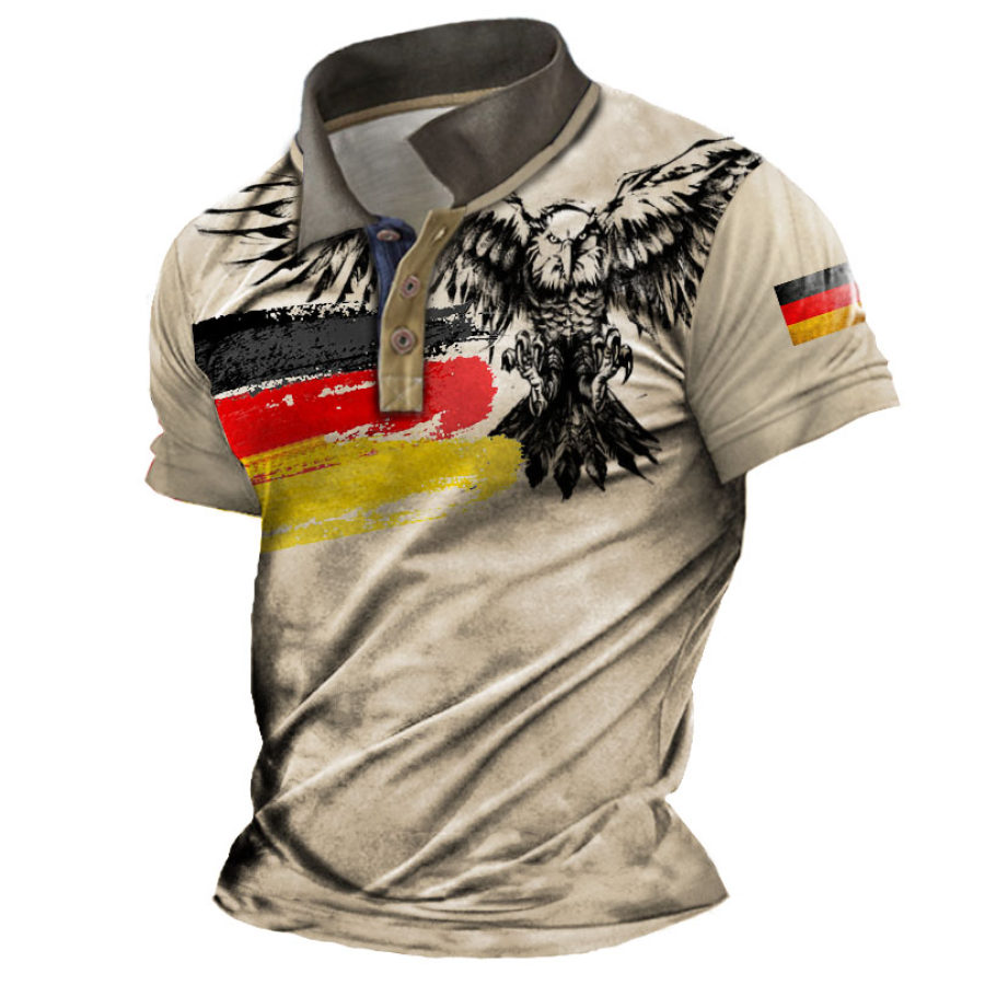 

Men's Vintage German Flag Eagle Print Polo Short Sleeve T-Shirt