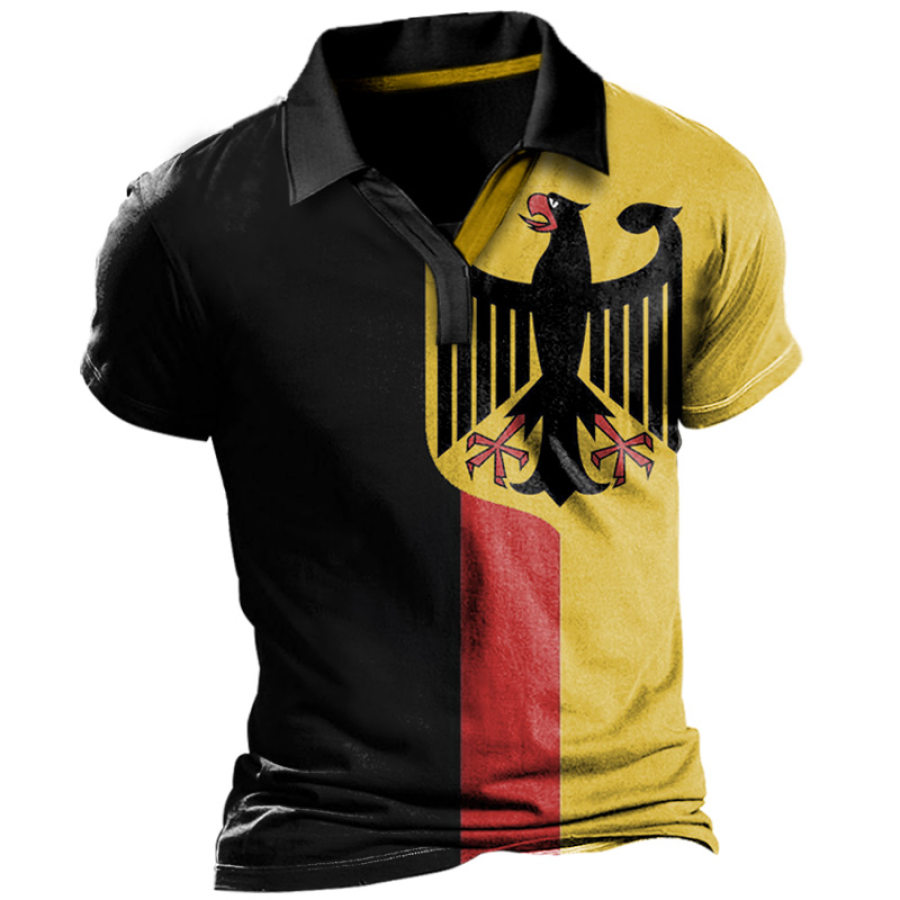 

Men's German Eagle Print Casual Lapel T-Shirt