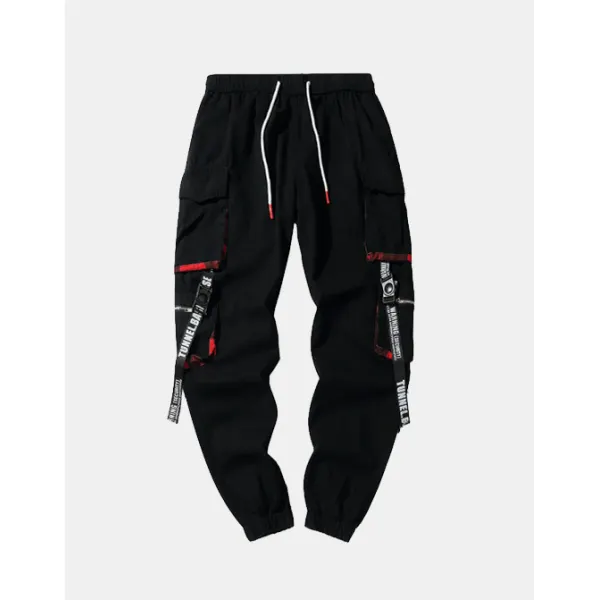 Cropped Cargo Pants With Loose Streamers - Chrisitina.com 