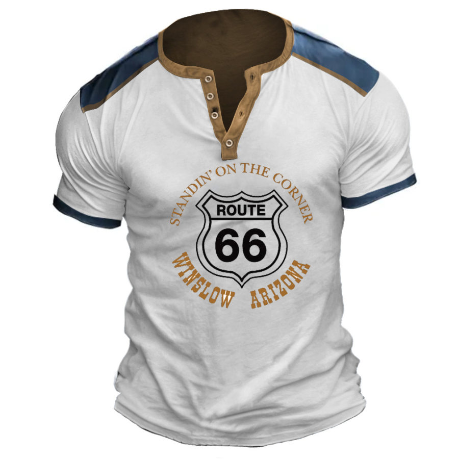

Men's Vintage Route 66 Henley T-Shirt