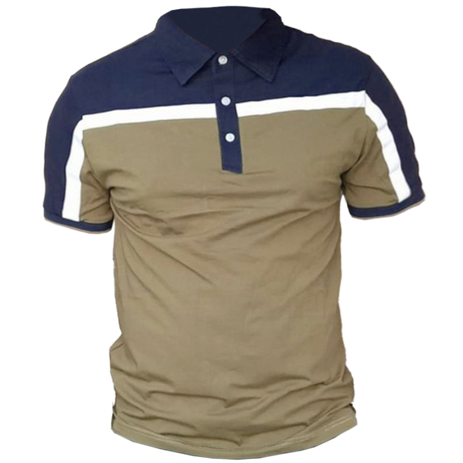 

Men's Outdoor Casual Colorblock Polo Neck T-Shirt