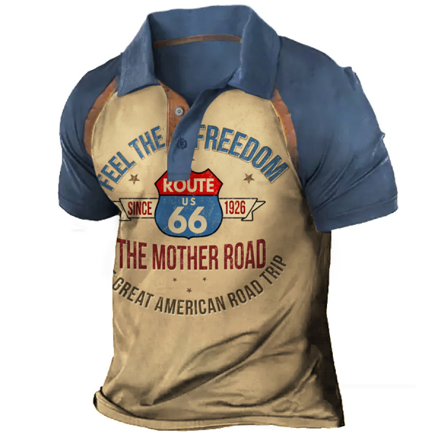 

Men's Vintage Route 66 Polo Collar T-Shirt