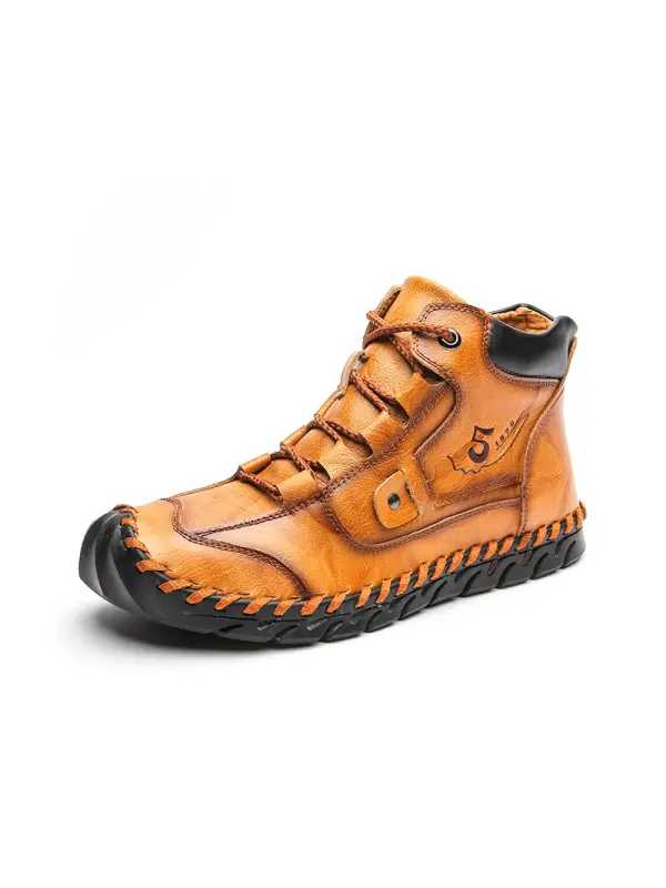 Men's Retro Soft Handmade Mid-cut Tooling Boots Outdoor Shoes - Gethefashion.chimpone.com 