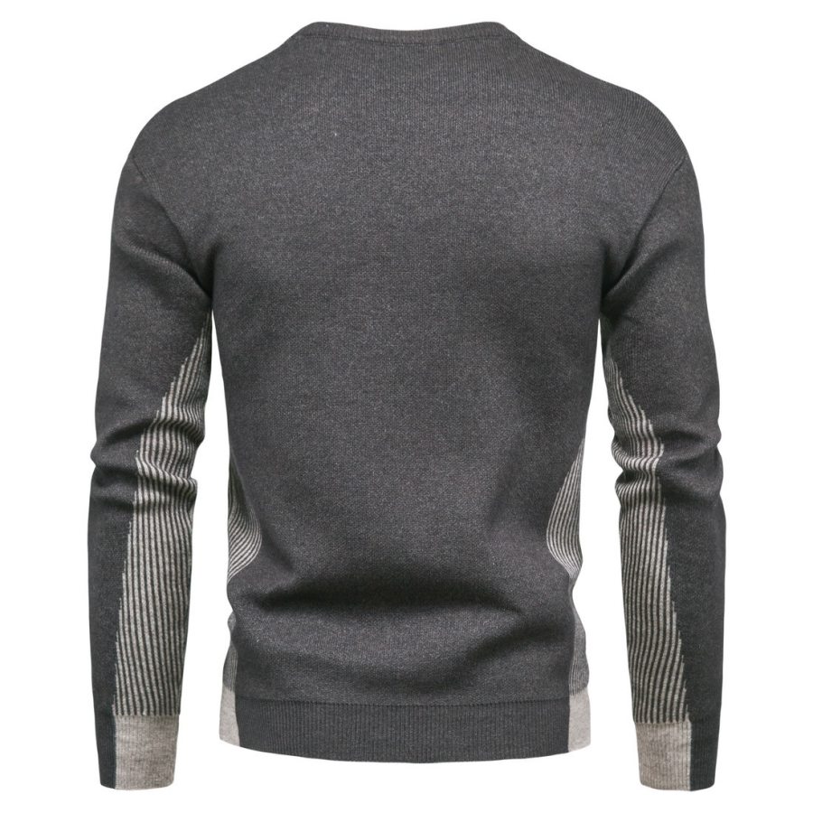 

Men's Retro Color Contrast Crew Neck Knit Sweater