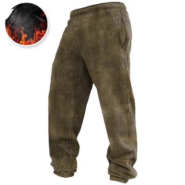 Men's Corduroy Soft Fleece Loose-fit Sweatpants With Pockets - Salolist.com 