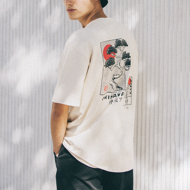 Okinawa Japan Organic Cotton Mens Retro T shirt