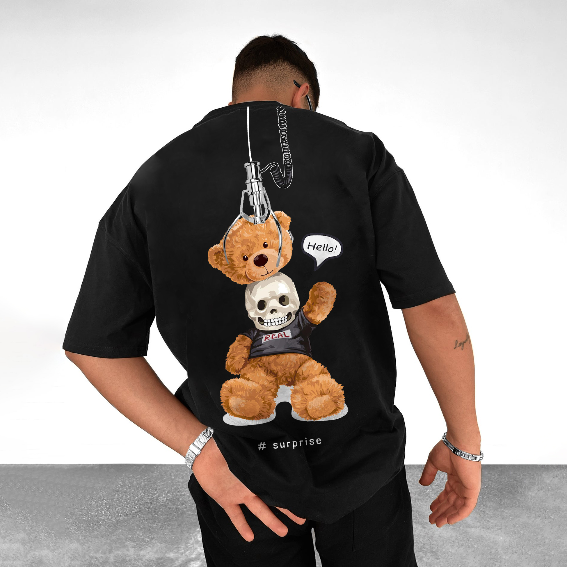 Fashion Casual Teddy Bear Print Men's T Shirt