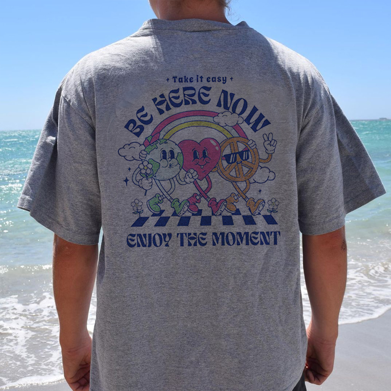 Mens Summer Washed Enjoy The Moment Surf T Shirt