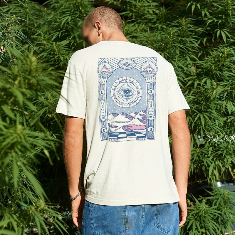 Mens Retro Desert Open Pirnted Short Sleeve Tee