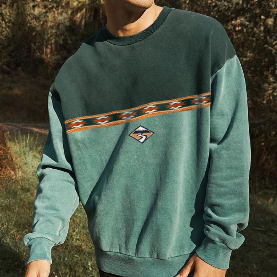 

Men's Vintage Graphic Embroidered Crew Sweatshirt