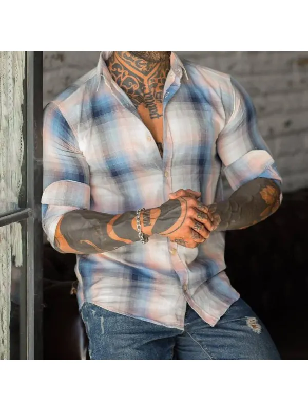 Check Stripe Long Sleeve Shirt - Valiantlive.com 