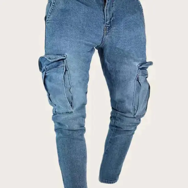 Men's Fashion Knee Hole Zipper Jeans - Fineyoyo.com 